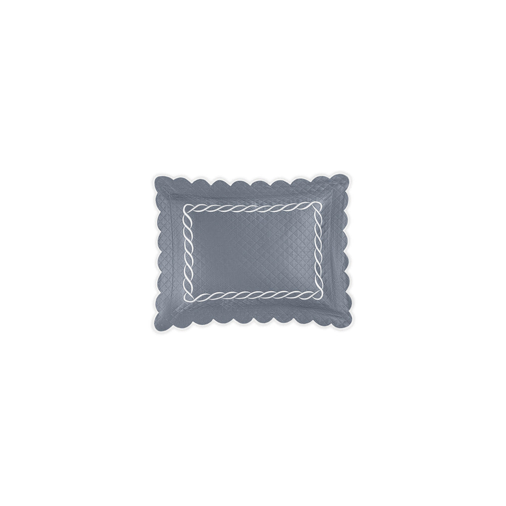 Classic Chain Scallop Matelasse Sham Steel Blue & Bone Boudoir 