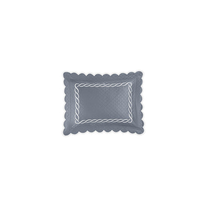 Classic Chain Scallop Matelasse Sham Steel Blue & Bone Boudoir 