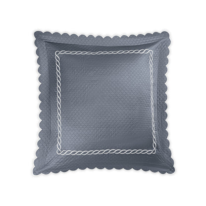 Classic Chain Scallop Matelasse Sham Steel Blue & Bone Euro 