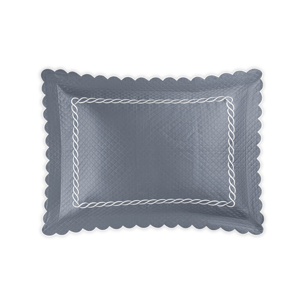 Classic Chain Scallop Matelasse Sham Steel Blue & Bone Standard 