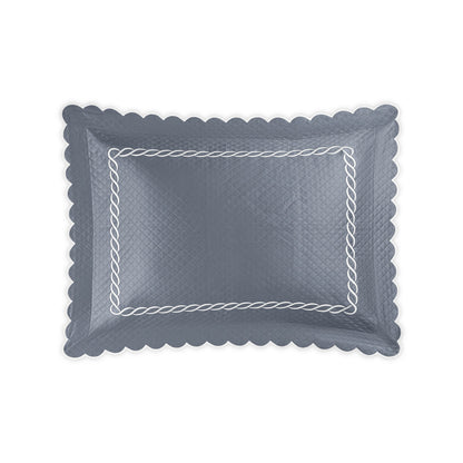 Classic Chain Scallop Matelasse Sham Steel Blue & Bone Standard 