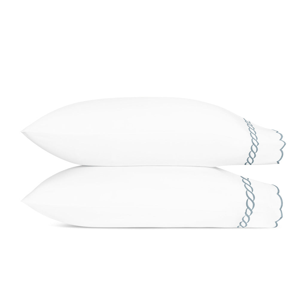 Classic Chain Scallop Pillowcase Pair Hazy Blue 
