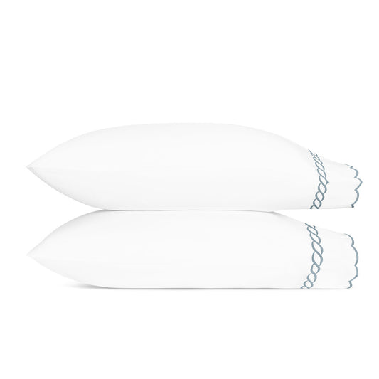 Classic Chain Scallop Pillowcase Pair Hazy Blue 