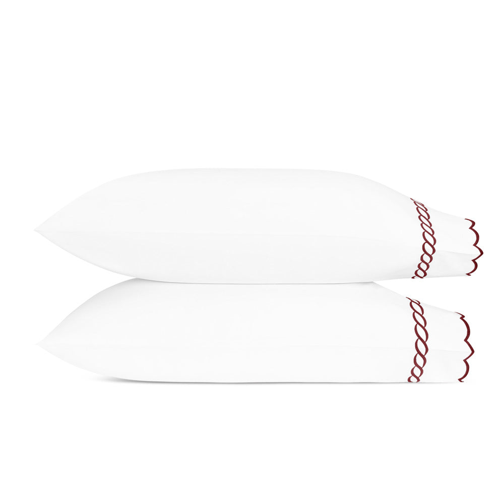 Classic Chain Scallop Pillowcase Pair Red 