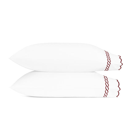 Classic Chain Scallop Pillowcase Pair Red 