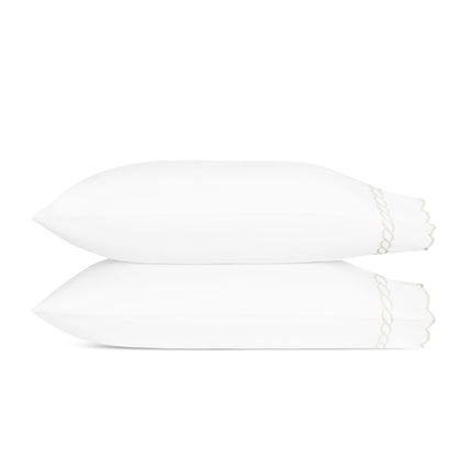 Classic Chain Scallop Pillowcase Pair White 