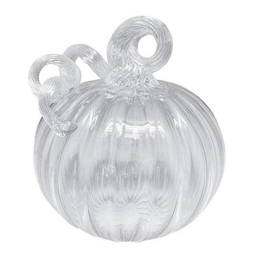 Clear Glass Medium Pumpkin with Clear Stem by Mariposa 