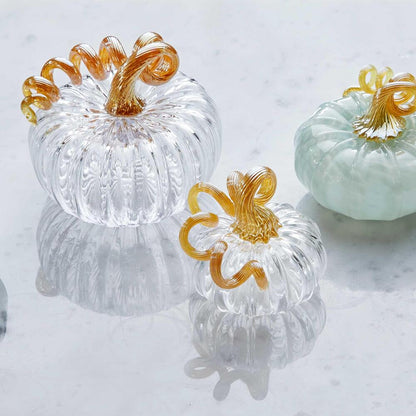 Clear & Gold Glass Small Pumpkin by Mariposa 1