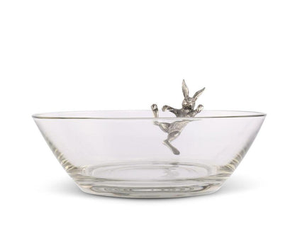 Climbing Bunny Glass Serving / Salad Bowl by Vagabond House 3