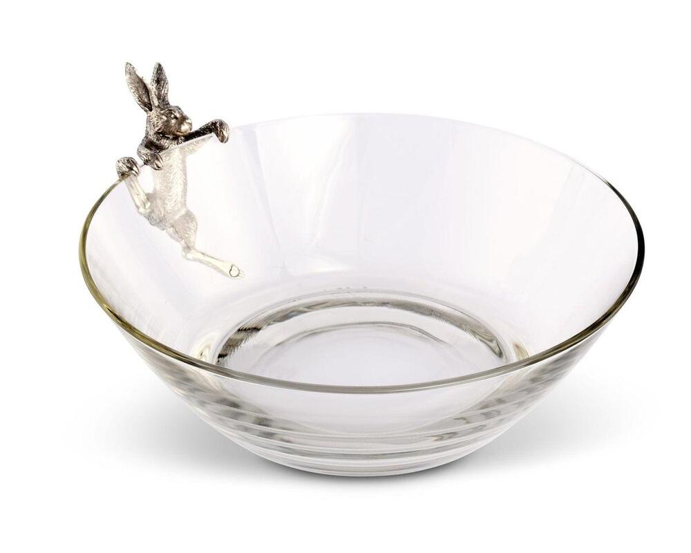 Climbing Bunny Glass Serving / Salad Bowl by Vagabond House 4