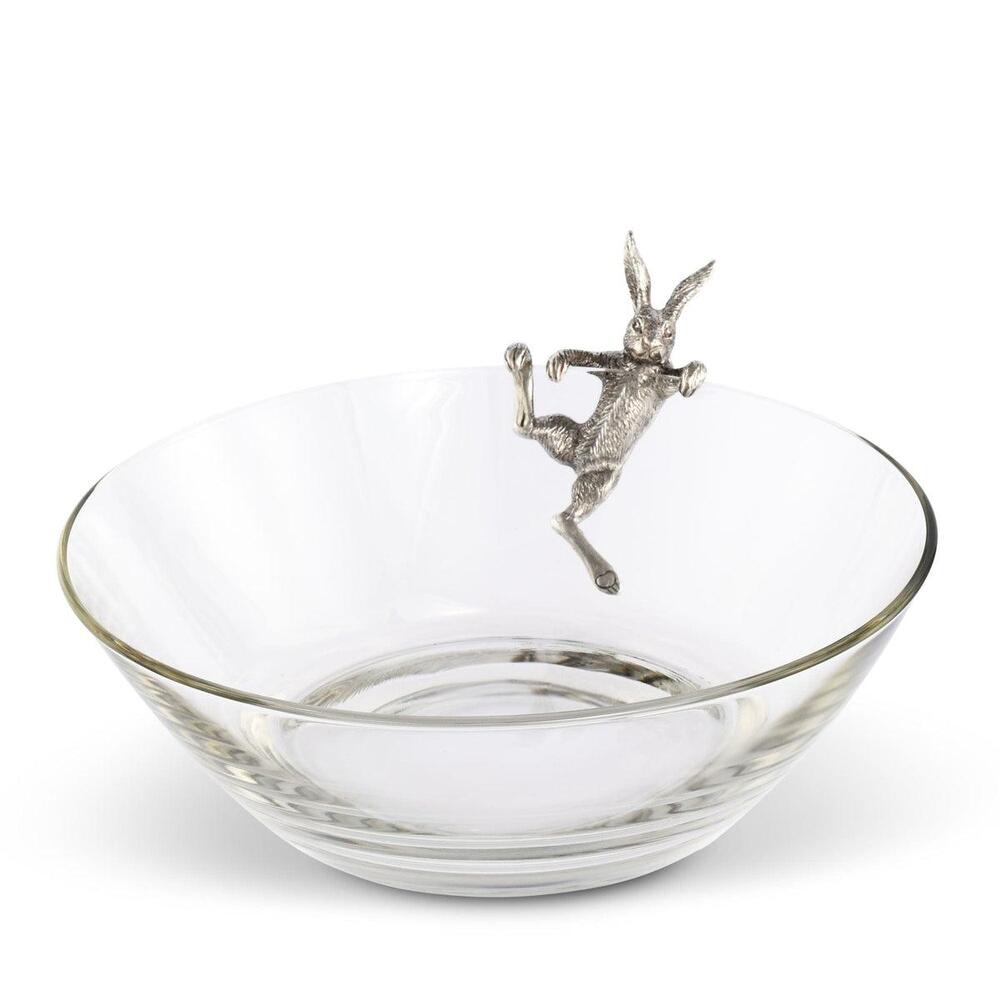 Climbing Bunny Glass Serving / Salad Bowl by Vagabond House 