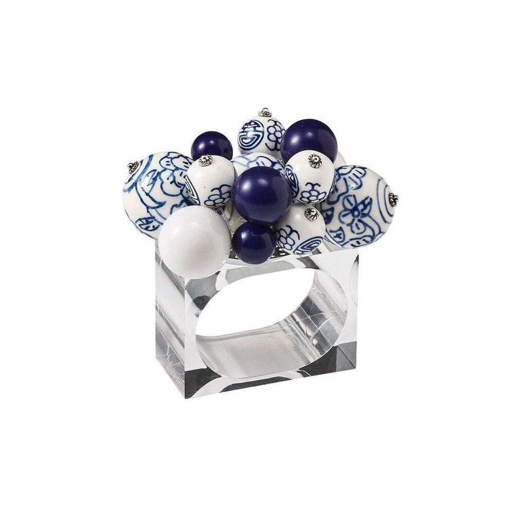 Cloud Napkin Ring - Set of 4 White & Blue by Kim Seybert 6