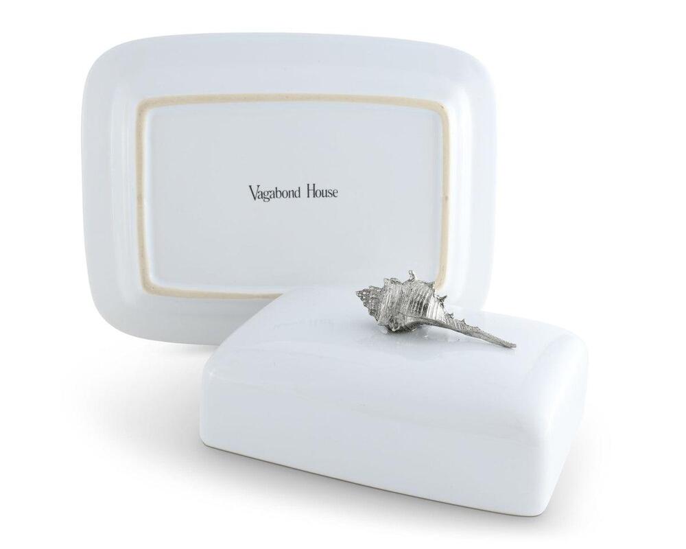 Conch Shell Stoneware Butter Dish by Vagabond House 4