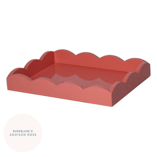 Coral Pink Small Lacquered Scallop Tray 11"x8" by Addison Ross