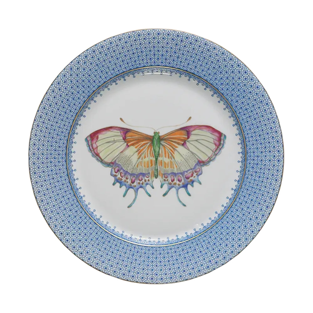 Cornflower Lace Butterfly Dessert Plate by Mottahedeh 