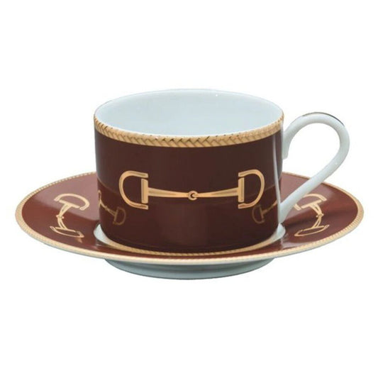 Cup & Saucer Cheval Chestnut Brown by Julie Wear 