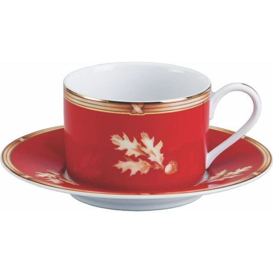 Cup & Saucer Gold Oak Red by Julie Wear 