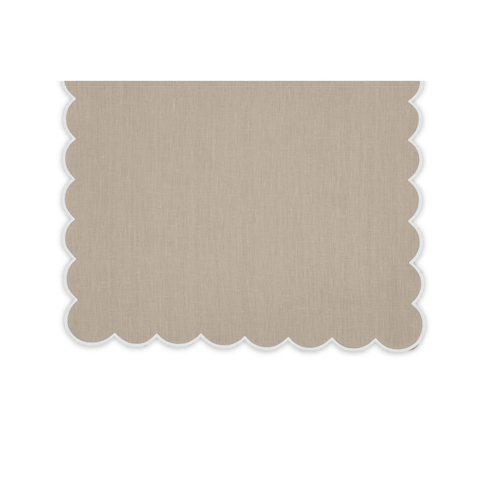 Dakota Tablecloth Oat & White 16" W x 108" L Runner 