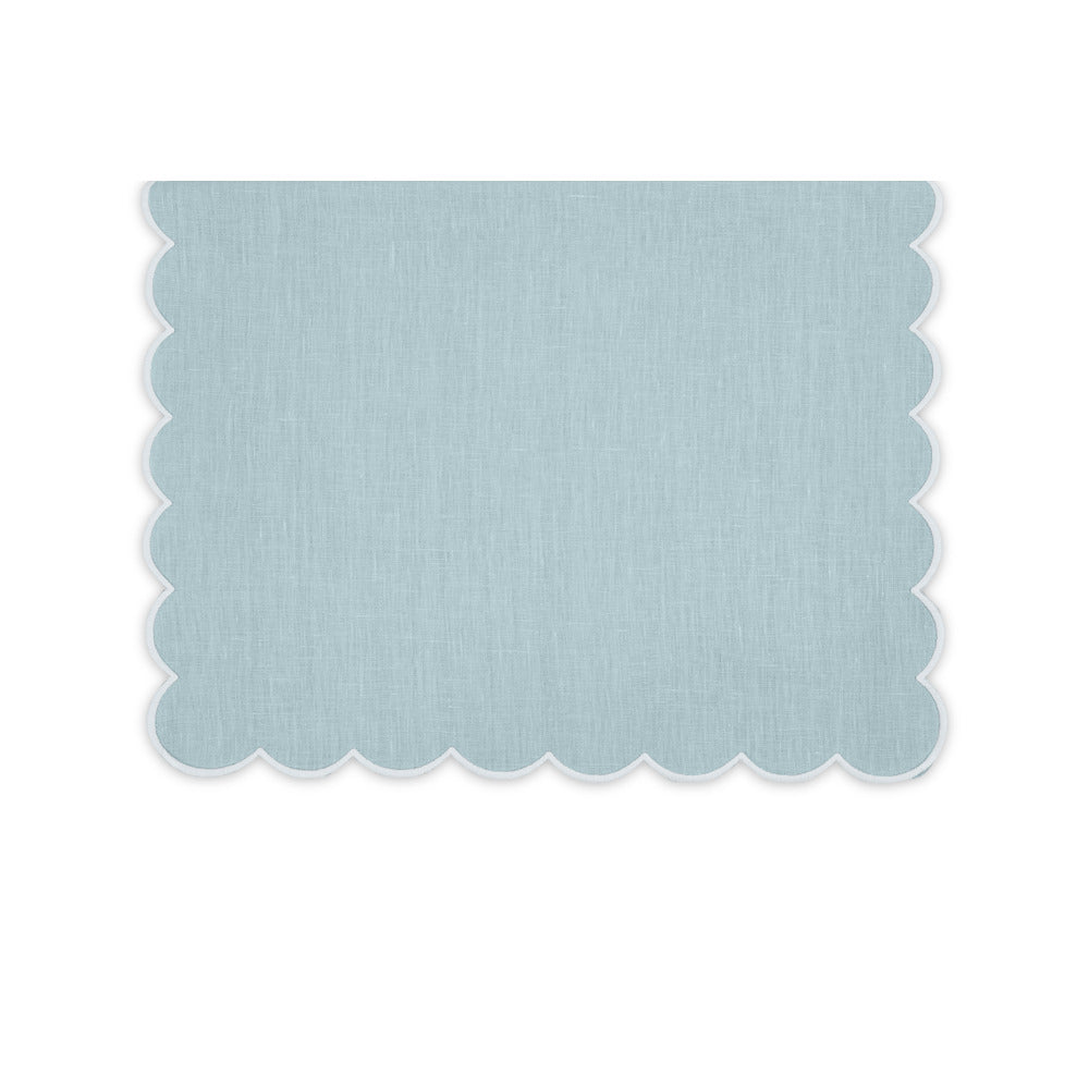 Dakota Tablecloth Sky & White 16" W x 108" L Runner 
