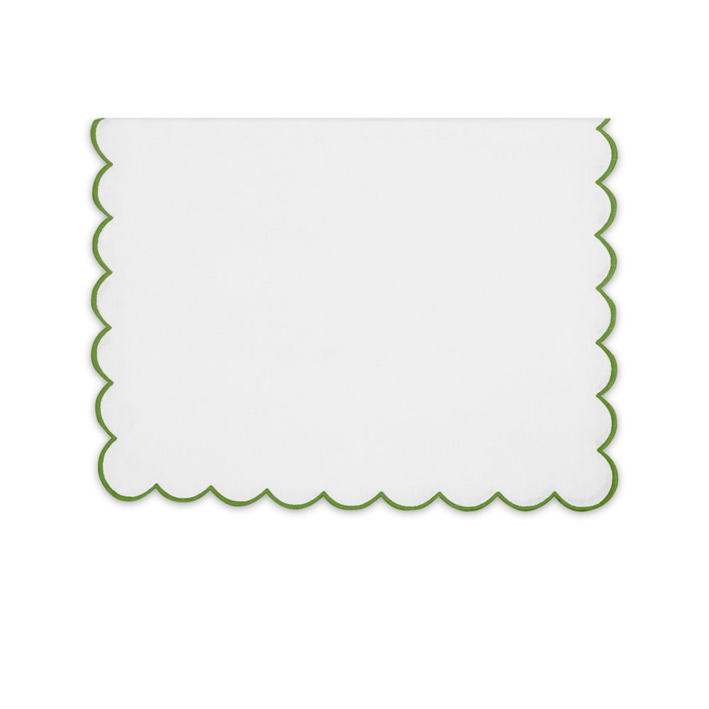Dakota Tablecloth White & Grass 16" W x 108" L Runner 
