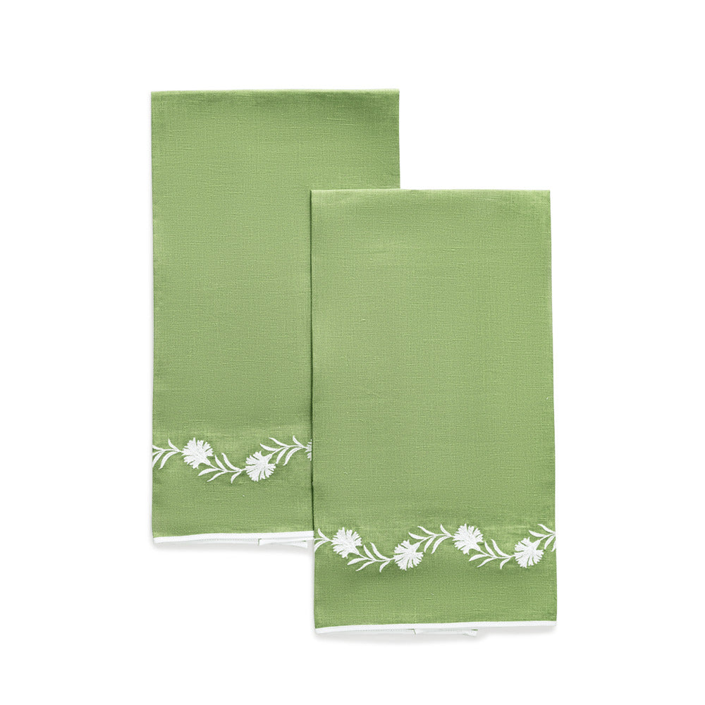 Daphne Guest Towels set of 2 Grass & White 