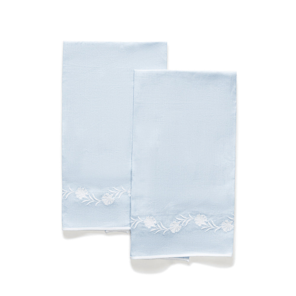 Daphne Guest Towels set of 2 Ice Blue & White 