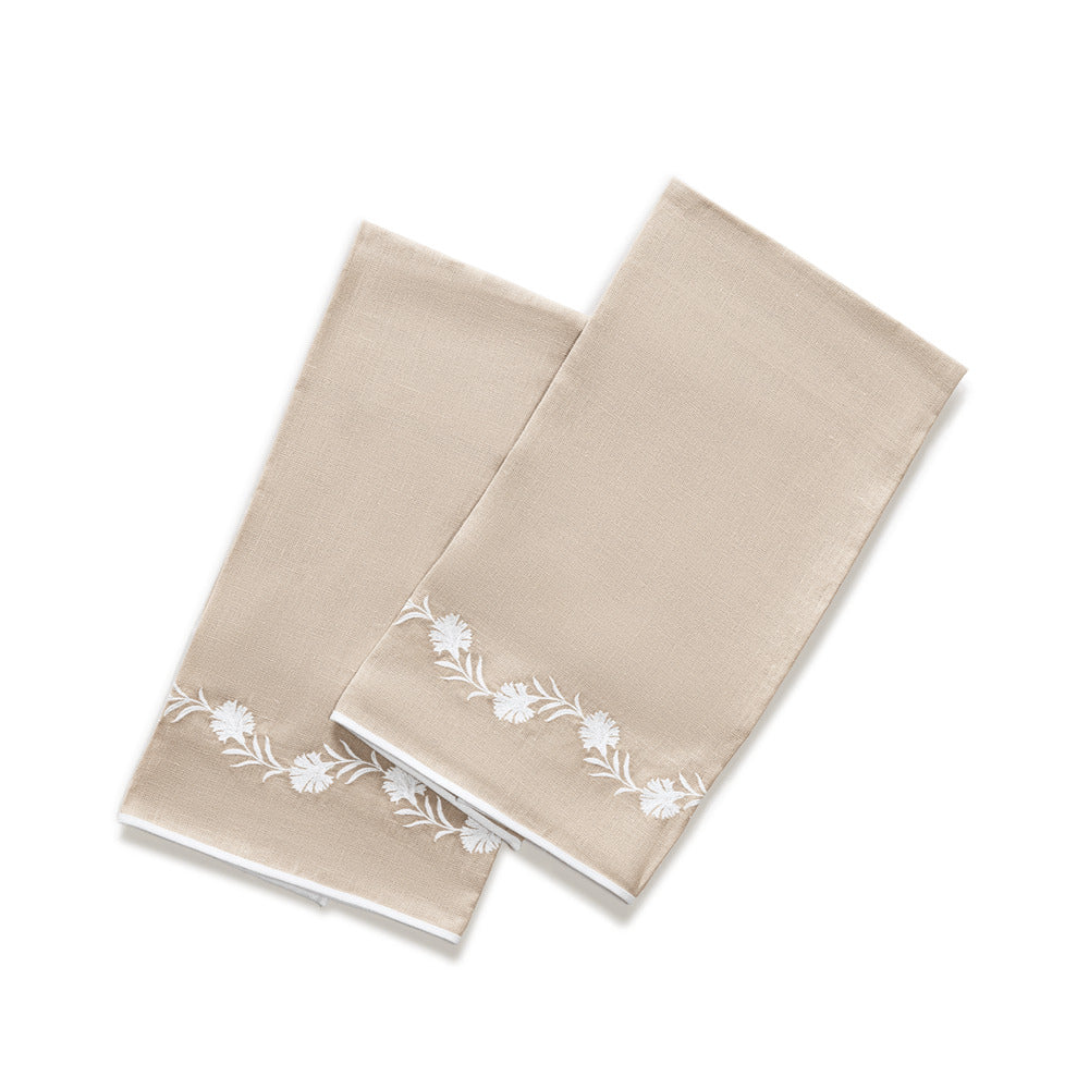 Daphne Guest Towels set of 2 Oat & White 