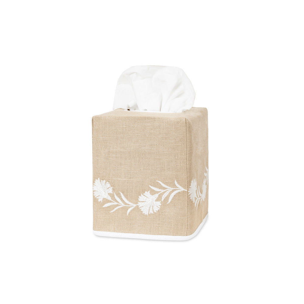 Daphne Tissue Box Cover Oat & White 