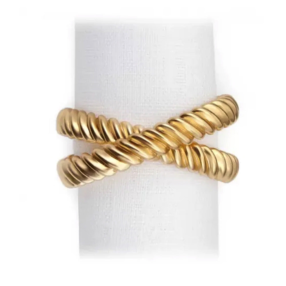 Deco Twist Gold Napkin Ring Set of Four