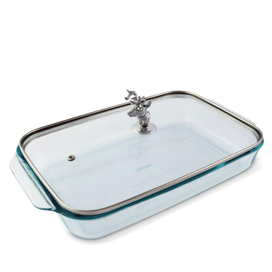 Deer Head Lid with Pyrex 3 Quart Baking Dish by Arthur Court Designs
