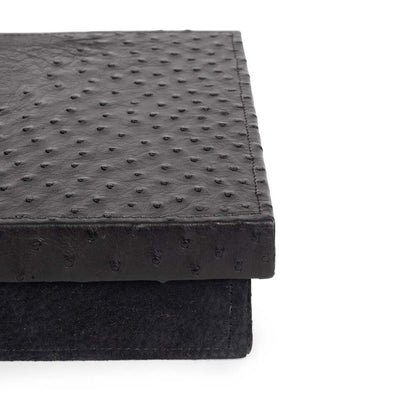 Desk Organizer Box - Ostrich Leather/Suede - Black by Ngala Trading Company Additional Image - 3