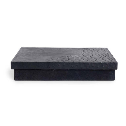 Desk Organizer Box - Ostrich Leather/Suede - Black by Ngala Trading Company Additional Image - 4