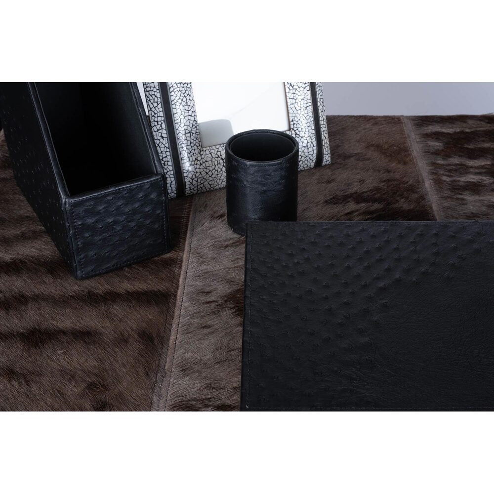 Desk Organizer Box - Ostrich Leather/Suede - Black by Ngala Trading Company Additional Image - 5