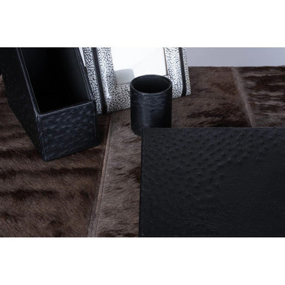 Desk Organizer Box - Ostrich Leather/Suede - Black by Ngala Trading Company Additional Image - 5