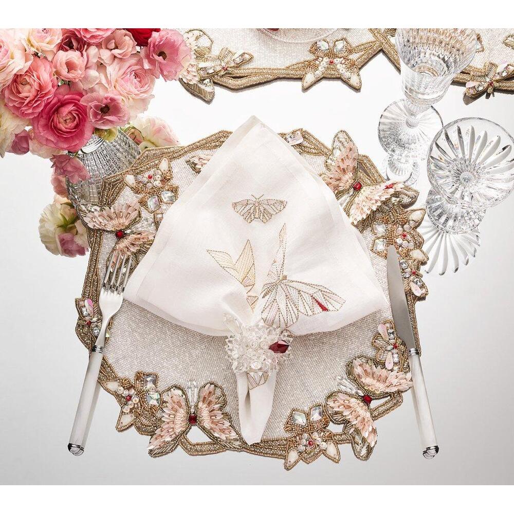 Diamant Butterflies Napkin in White & Multi - Set of 4 in a Gift Box by Kim Seybert 1