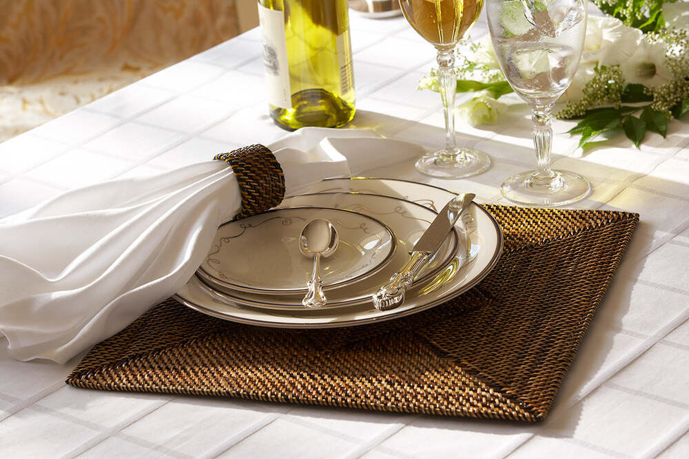 Diamond Pattern Square Placemat with Napkin Ring - Set of 4 by Calaisio 1