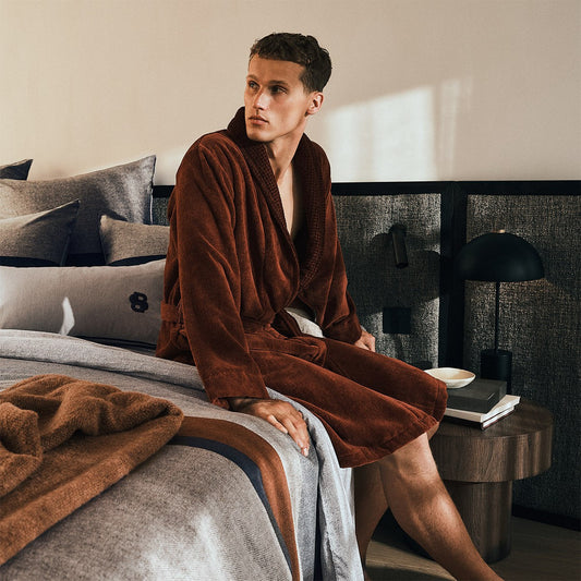 Double B Shawl Collar Men's Bathrobe by Yves Delorme