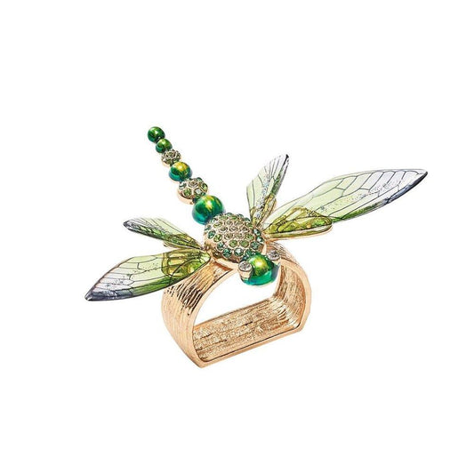 Dragonfly Napkin Ring in Green - Set of 4 in a Gift Box by Kim Seybert 