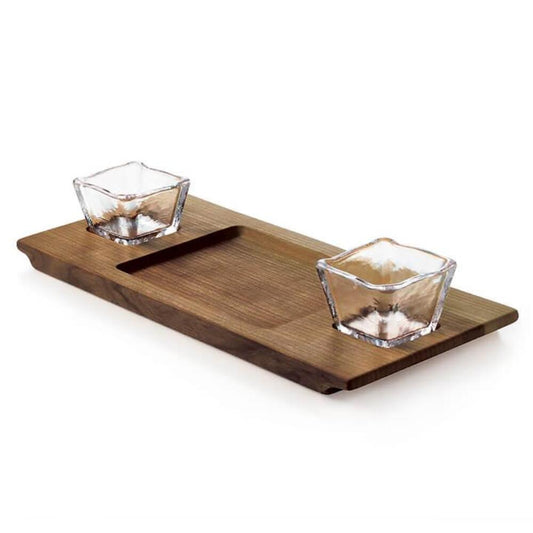 Dunmore Board + Glass Bowl Set - Black Walnut by Simon Pearce 