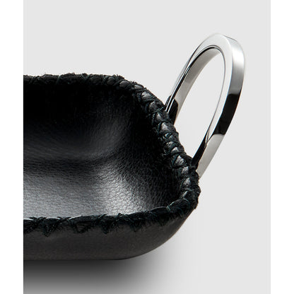 Durango Black Leather Rect Tray with Ring Handles by Mary Jurek Design Additional Image -1