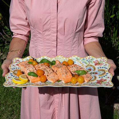 Sofia 16 inch Rectangular Platter by Juliska, lifestyle setting