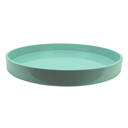 Eau De Nil Straight Sided Round Large Lacquered Tray 20"x20" by Addison Ross