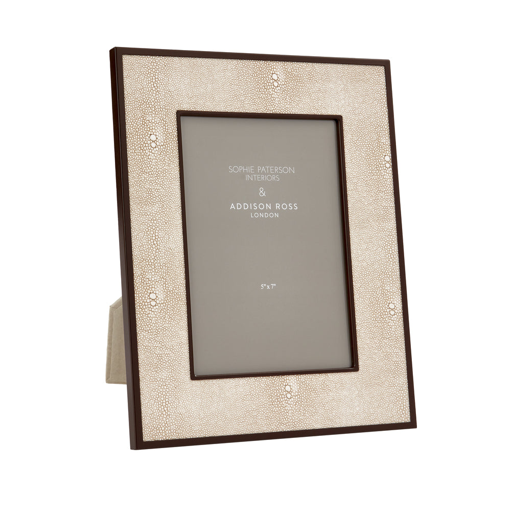 Ecru Faux Shagreen & Bronze Photo Frame 5"x7" by Addison Ross