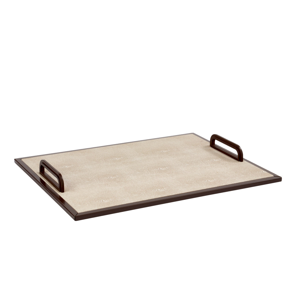 Ecru Faux Shagreen Tray by Addison Ross