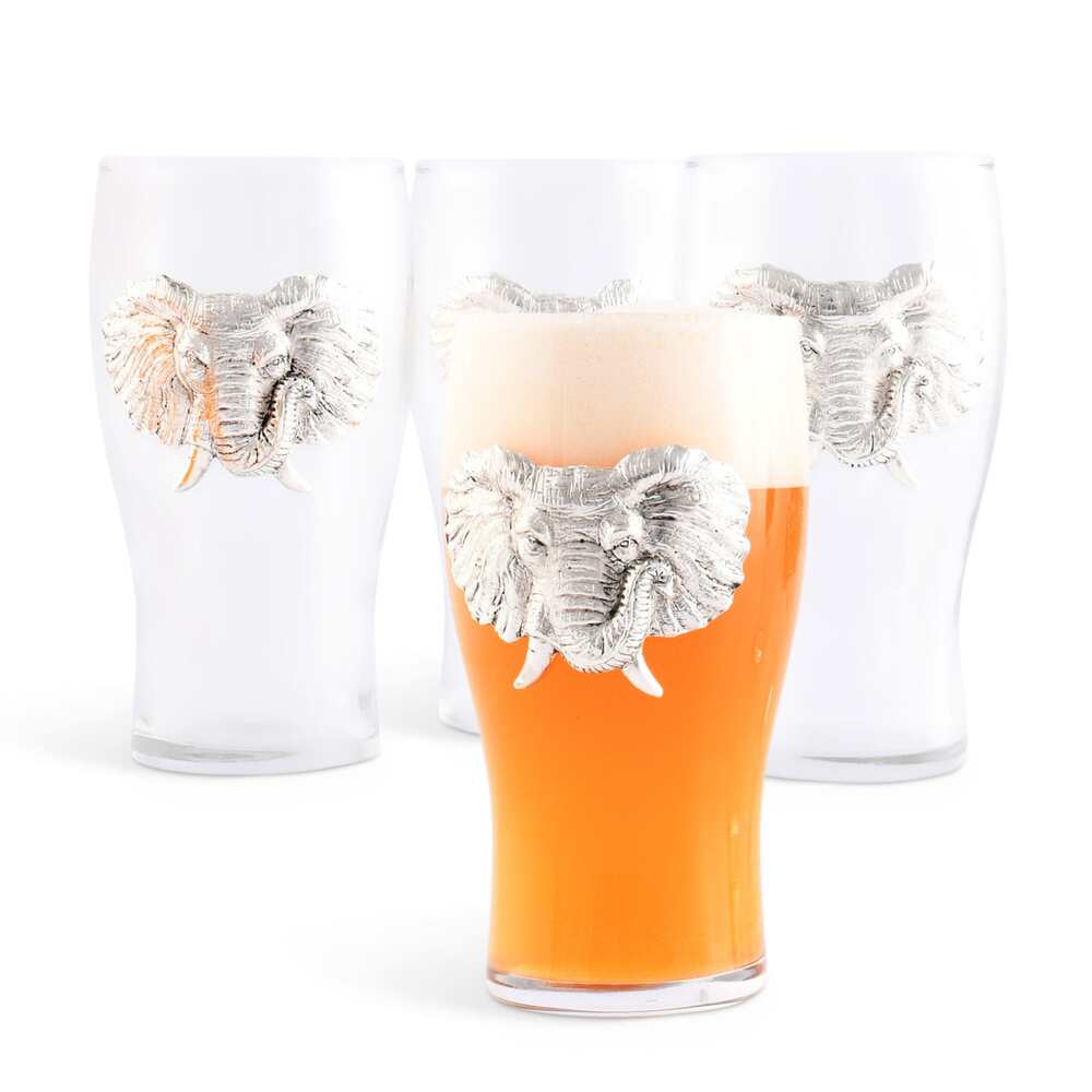 Elephant Beer Pint Glass - Set of 4 by Arthur Court Designs