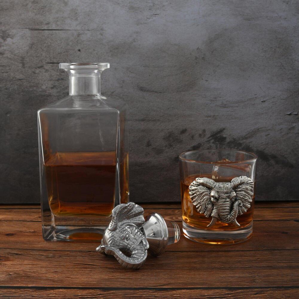 Elephant Decanter Set with Glass by Arthur Court Designs 1