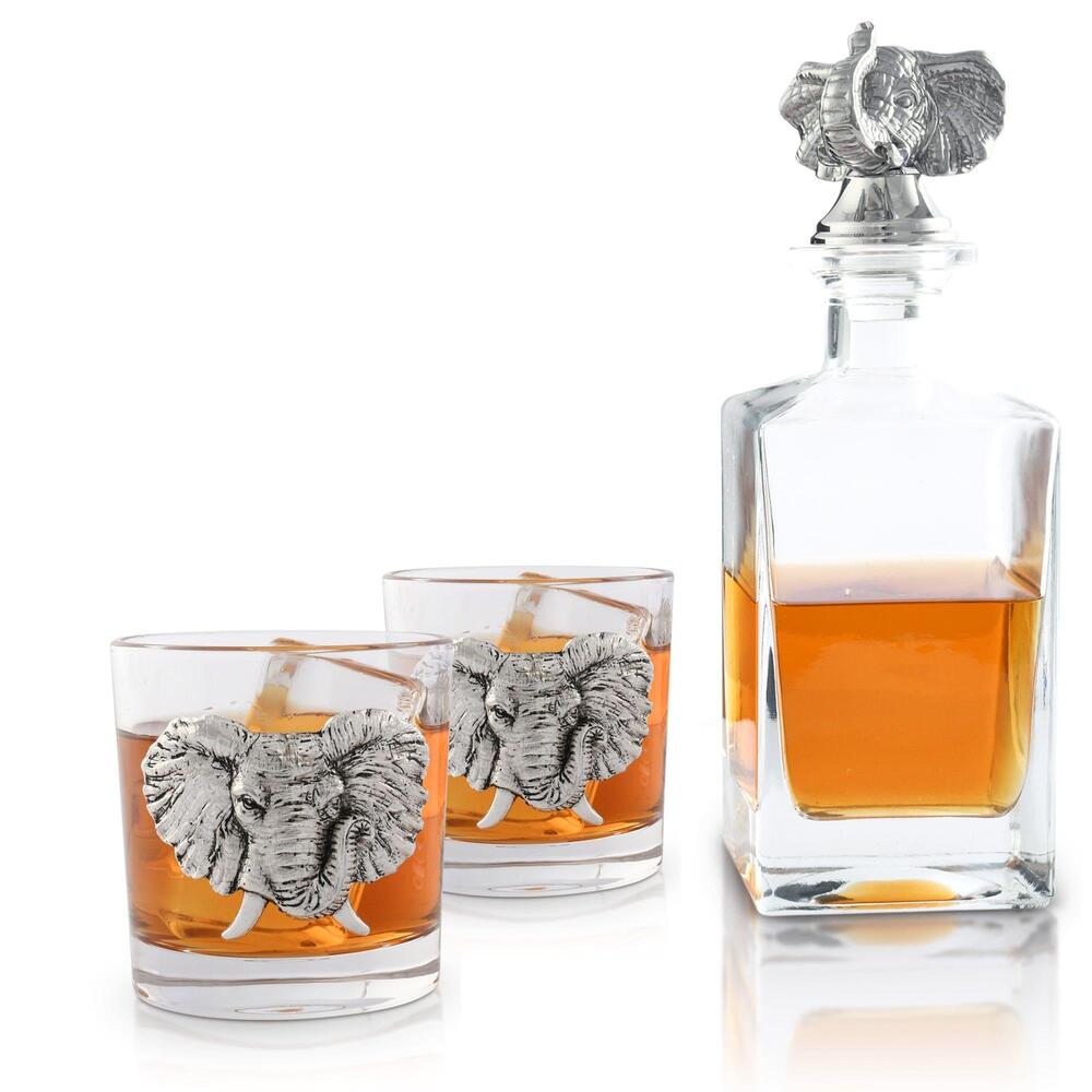 Elephant Decanter Set with Glass by Arthur Court Designs
