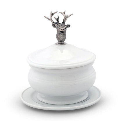 Elk Bust Porcelain Lidded Bowl by Vagabond House 1