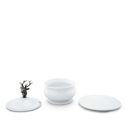 Elk Bust Porcelain Lidded Bowl by Vagabond House 2