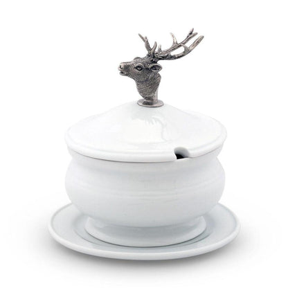 Elk Bust Porcelain Lidded Bowl by Vagabond House 3
